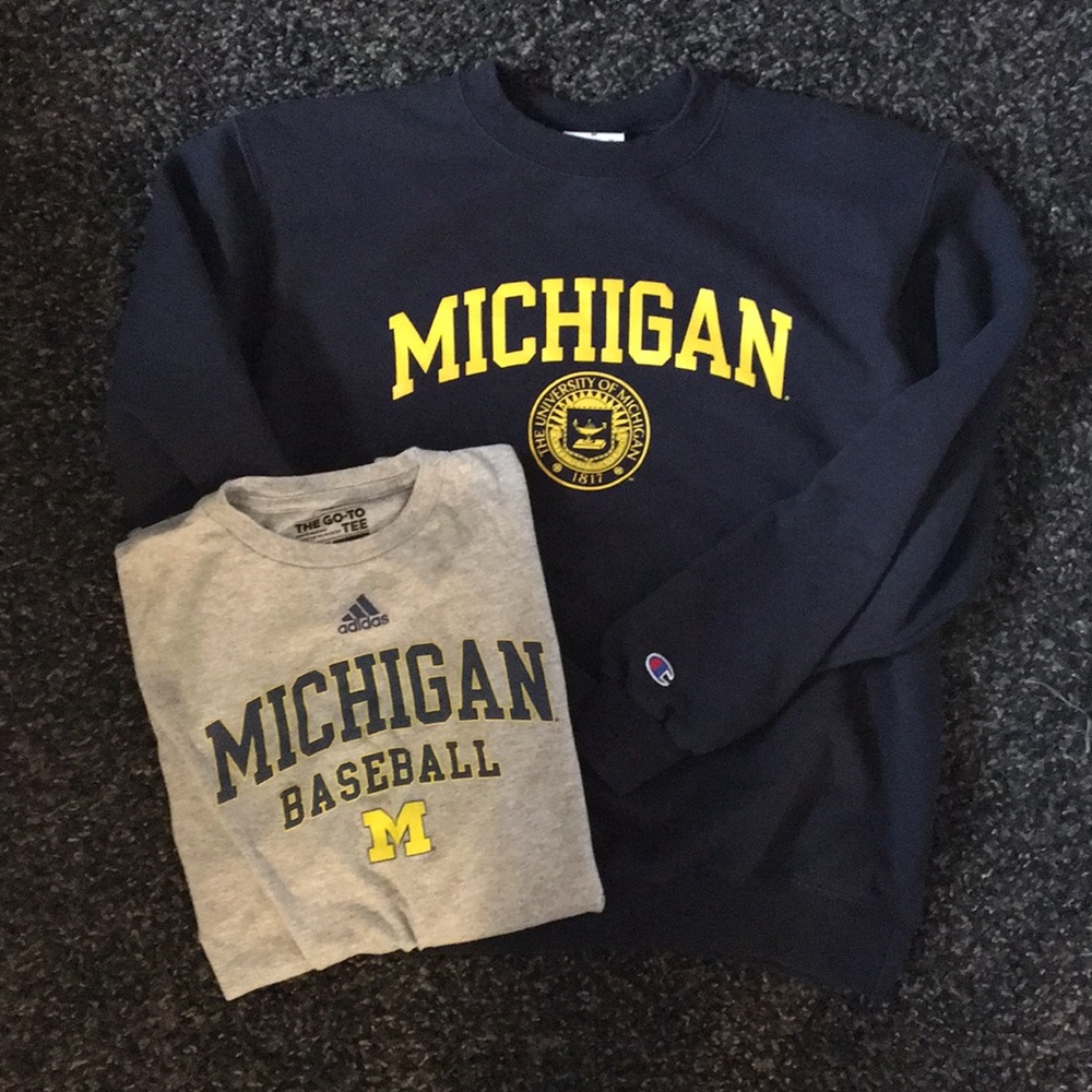 Champion Michigan Crewneck and Adidas Michigan Tee